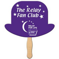 Derby Hat Stock Shape Fan w/ Wooden Stick